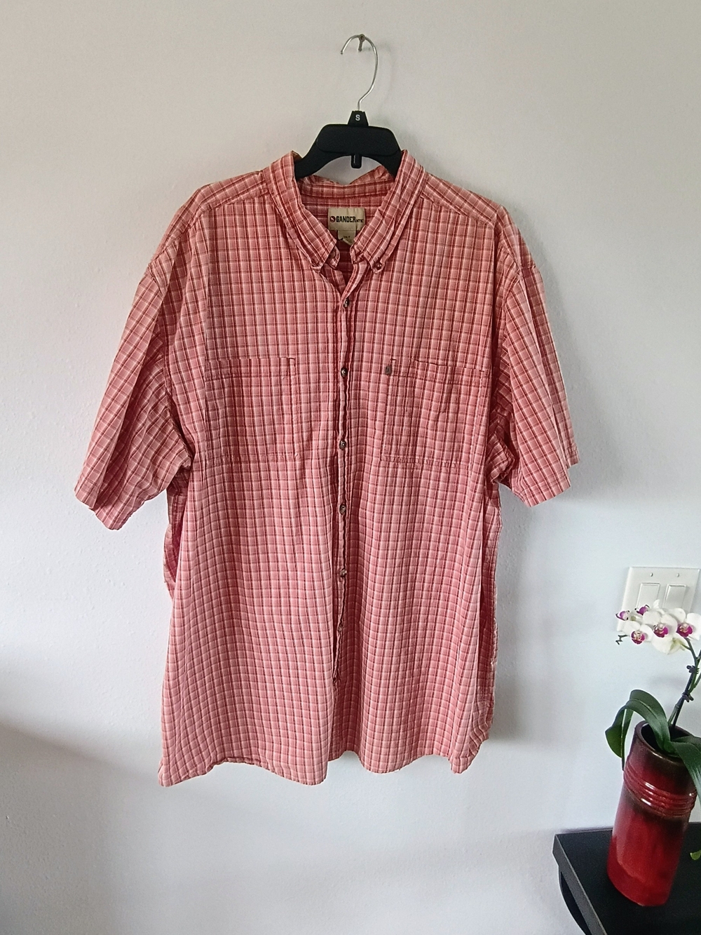 Gander Mountain 3XLT Salmon Pink Plaid Fishing Camping Button Shirt